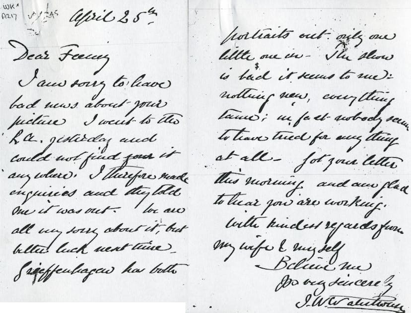 Letter written to Feeney from John William Waterhouse