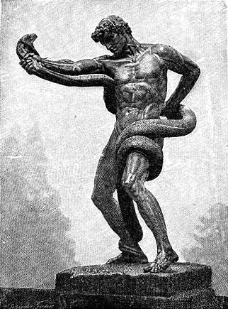 An Athlete wrestling with a Python, 1877
