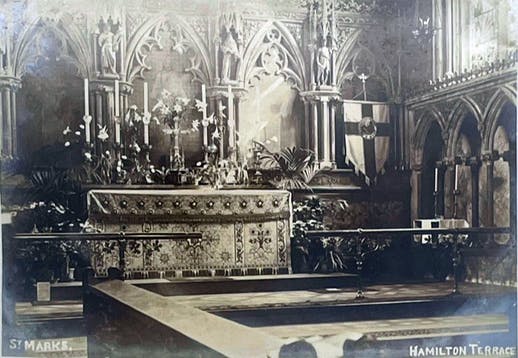 St Mark's Church, Hamilton Terrace, 1910. From an old postcard.
